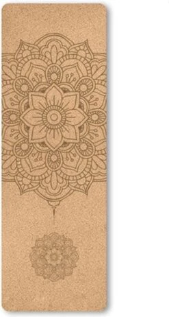 Merkloos TDR - Yoga Mat Met Tas- Natuurlijk Kurk En TPE - Vrij Van Schadelijke Stoffen, Hypoallergeen En 100% (biologisch) Afbreekbaar - Zeer Geschikt Voor Yin Yoga En Kundalini Yoga Met Draagtas En Draagband- 183x66x0,5 Cm - Mandala Bloem -FitForce Outlet Winkel 642x1200
