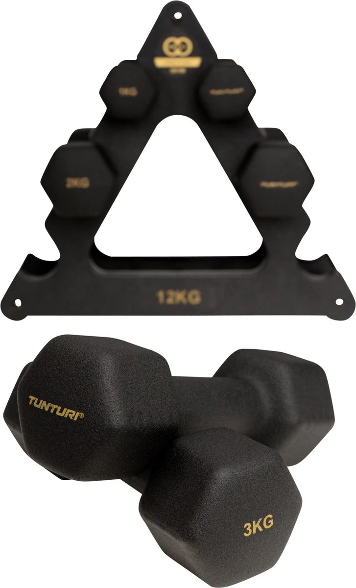 Tunturi Gewichten Centuri - Halterset - Dumbbell Set - Neopreen Dummbbells - 1 T/m 3kg - 3 Paar - Incl. Gratis Fitness App 8 Tunturi Gewichten Centuri - Halterset - Dumbbell Set - Neopreen Dummbbells - 1 T/m 3kg - 3 Paar - Incl. Gratis Fitness App - Afbeelding 8