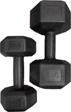 Merkloos Dumbbells Set - Fitness Set Van 2x 5kg - Zwart -FitForce Outlet Winkel 763x1200