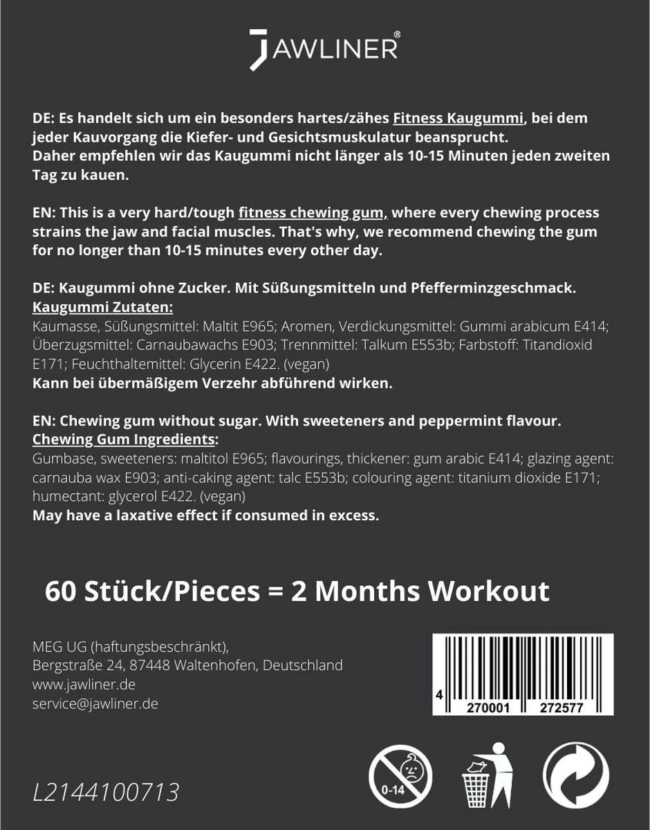 Jawliner Fitness Kauwgom Mint - Kaak Trainer Voor Kaakspier Oefeningen - Strakke Kaaklijn 4 Jawliner Fitness Kauwgom Mint - Kaak Trainer Voor Kaakspier Oefeningen - Strakke Kaaklijn - Afbeelding 4