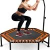 FOXSPORT Trampoline - Jump - Fitness - Volwassene Of Kindertrampoline - Met Telefoonhouder - Fitness Trampoline Met Handvat - Mini Trampoline - Kleine Trampoline - Sport Trampoline - Inclusief Handgrip - Fitnesstrampolines - Vereist Montage - 123 Cm