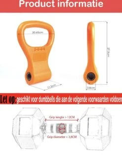 MJ Sports Premium Dumbbell To Kettlebell Grip - Dumbbell Naar Kettlebell Verstelbaar - Dumbbells - Kettlebells - Gewichten - Fitness - One Size - Oranje -FitForce Outlet Winkel 941x1200