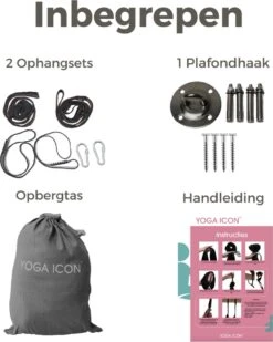 Therapeutische Hangmat YOGA ICON | Aerial Yoga | 280*150cm | Grijs | Inclusief Handige Draagtas En 1 Plafondhaak | Workout | Training En Ontspanning | -FitForce Outlet Winkel 959x1200 9