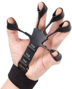 AyFit - Vinger Gripper Bekend Van TikTok - Onderarm Trainer - Vingertrainer - Hand Trainer - Grip Trainer - Siliconen - Weerstand Band - Spierversterker - Hand - Vinger - 1 Stuk - Zwart -FitForce Outlet Winkel 977x1200