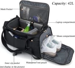 CySILI® Reistas, Sporttas, Kan Als Rugzak Gedragen Worden, Handbagage, Met Schoenenvak En Vak Voor Natte Spullen, Met Cijferslot - Voor Dames En Heren - Tas Voor Sport, Fitness, 42 Liter Inhoud, Gym - Travel Bag & Duffel Bag -FitForce Outlet Winkel 1200x1099 1
