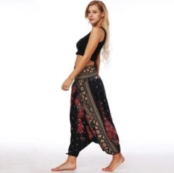 Merkloos Yoga Trousers Baggy Boho Jumpsuit Gym Rood Zwart- Vrouwen - Maat M -FitForce Outlet Winkel 1200x1195 1