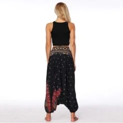 Merkloos Yoga Trousers Baggy Boho Jumpsuit Gym Rood Zwart- Vrouwen - Maat M -FitForce Outlet Winkel 1200x1198