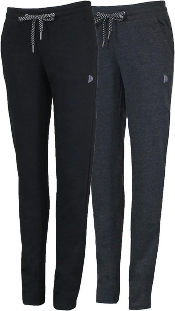 2-Pack Donnay - Joggingbroek Rechte Pijp - Dames - L - Zwart/Grijs 1 2-Pack Donnay - Joggingbroek Rechte Pijp - Dames - L - Zwart/Grijs