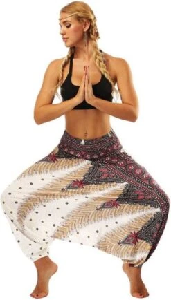 Merkloos Yoga Pants Loose Women High Waist Women Summer Loose Yoga Trousers Baggy Boho Jumpsuit Harem Pants Gym White Fractal -FitForce Outlet Winkel 683x1200