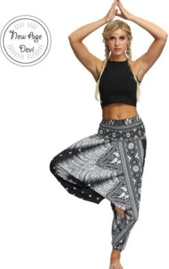 Merkloos Yoga Pants Loose Women High Waist Women Summer Loose Yoga Trousers Baggy Boho Jumpsuit Harem Pants Gym Zwart Wit -FitForce Outlet Winkel 755x1200