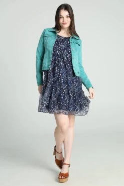 Cassis Kort, Effen Jeansjasje Met Daimlook En Knopen -FitForce Outlet Winkel 802x1200