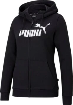 PUMA Ess Logo Full-Zip Hoodie Fl Dames Trui - Maat L