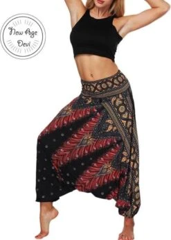 Merkloos Yoga Trousers Baggy Boho Jumpsuit Gym Rood Zwart- Vrouwen - Maat M -FitForce Outlet Winkel 856x1200