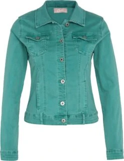 Cassis Kort, Effen Jeansjasje Met Daimlook En Knopen -FitForce Outlet Winkel 921x1200 1